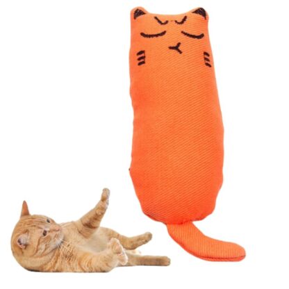 Zabawka Dla Kota Myszka Pluszowa Pomarańczowa