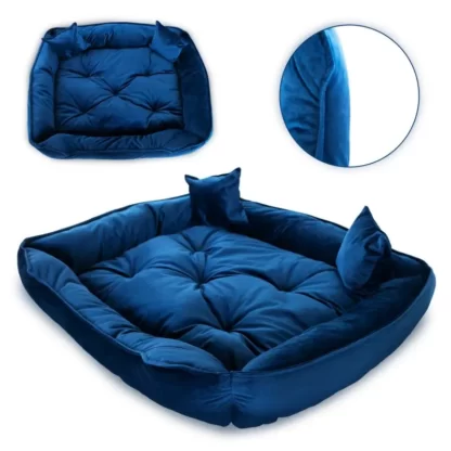 Legowisko dla psa welurowe posłanie premium granatowe