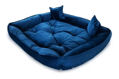Legowisko dla psa welurowe posłanie premium granatowe