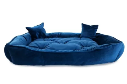 Legowisko dla psa welurowe posłanie premium granatowe