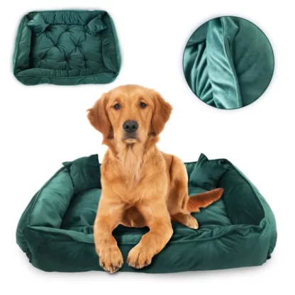 Legowisko dla psa welurowe premium butelkowa zieleń