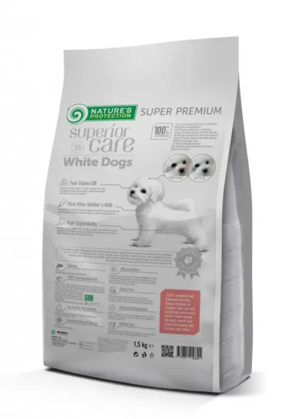 NATURE'S PROTECTION SUPERIOR CARE WHITE DOGS STARTER SALMON DLA BIAŁYCH PSÓW Z ŁOSOSIEM 1,5KG