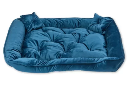 Legowisko dla psa welurowe posłanie premium granatowe