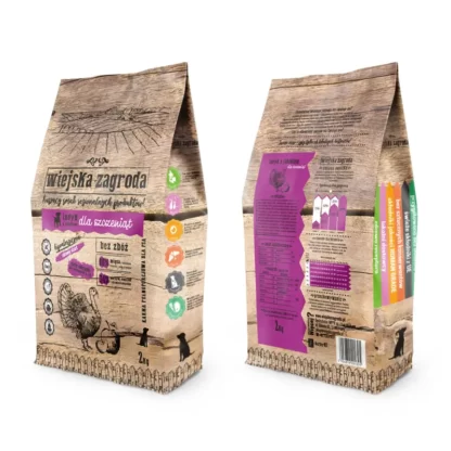 WIEJSKA ZAGRODA INDYK Z JABŁKIEM DLA SZCZENIĄT DUŻE CHRUPKI 2kg - 9kg