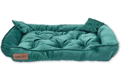 Legowisko dla psa welurowe premium butelkowa zieleń