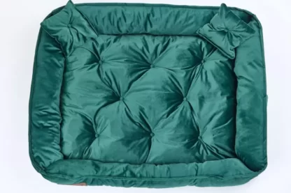 Legowisko dla psa welurowe premium butelkowa zieleń