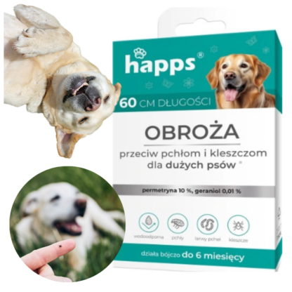 HAPPS OBROŻA NA PCHŁY I KLESZCZE DLA DUŻEGO PSA