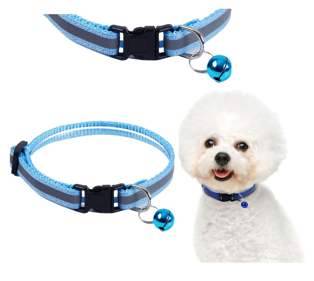 Obroża dla psa kota z dzwoneczkiem odblaskowa.