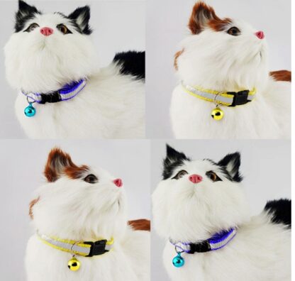 Obroża dla psa kota odblaskowa dzwoneczkiem. regulowana dla małego psa kota.