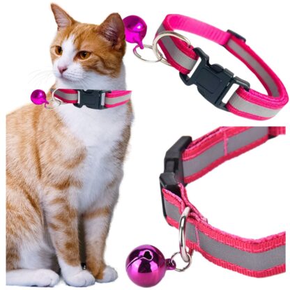 Obroża dla psa kota odblaskowa dzwoneczkiem. regulowana.